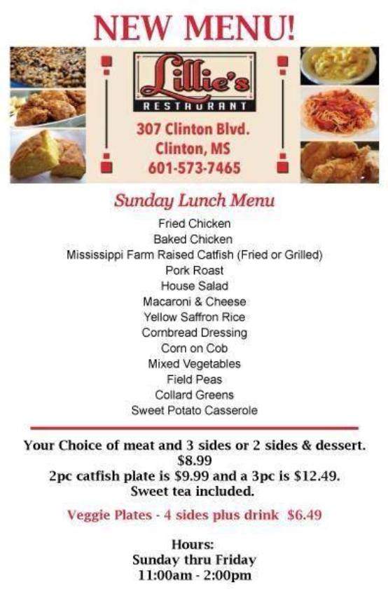 Lillie's Restaurant - Clinton, MS menu_pic
