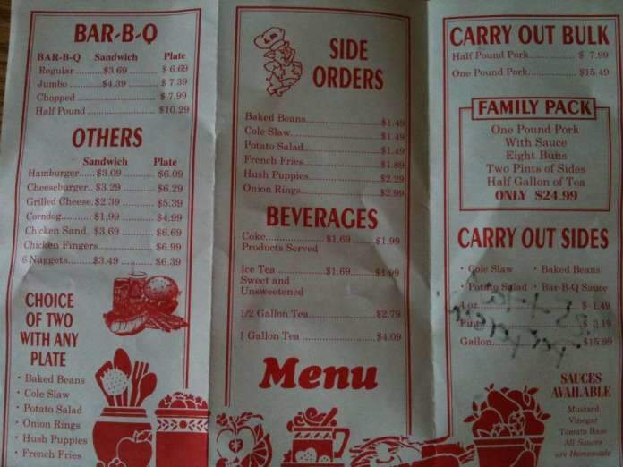 Little Pigs BBQ @ Surfside - Myrtle Beach, SC menu_pic