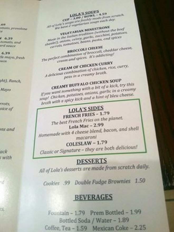Lola's Chicken Shack - Alameda, CA menu_pic