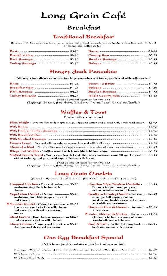 Long Grain Cafe - Florence, SC menu_pic