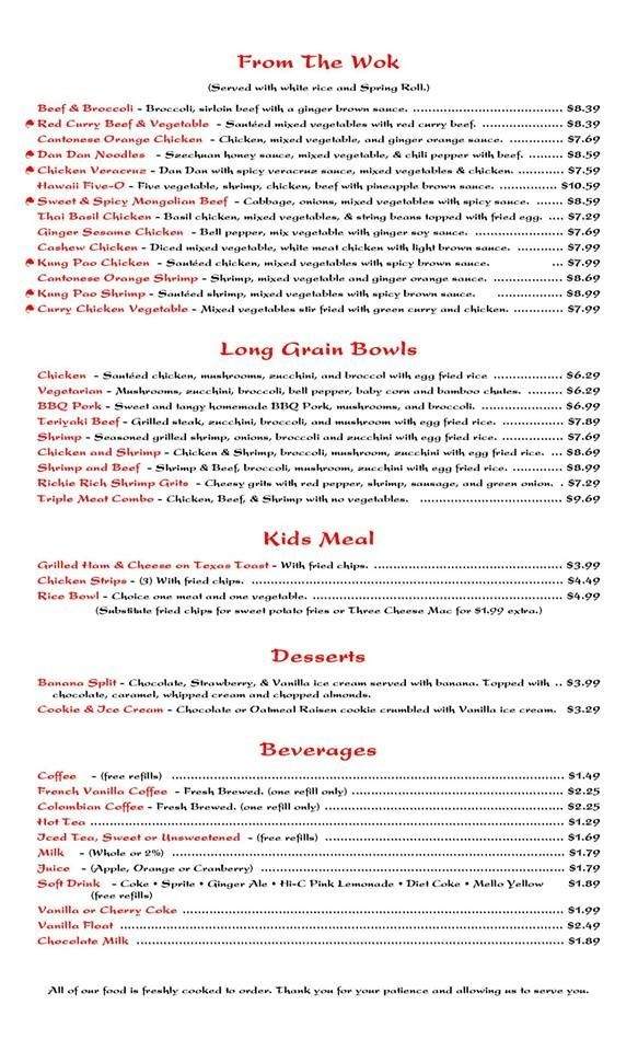 Long Grain Cafe - Florence, SC menu_pic
