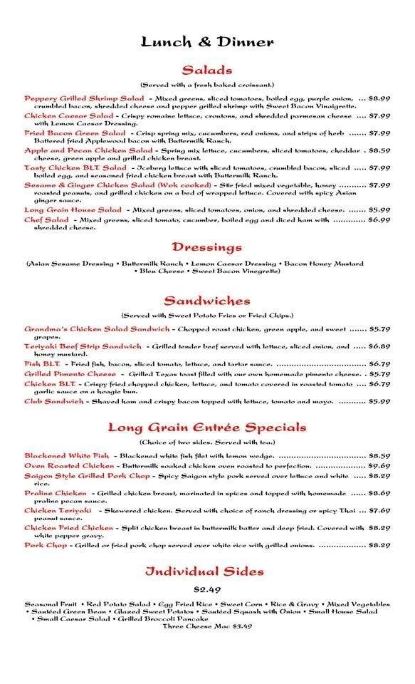 Long Grain Cafe - Florence, SC menu_pic