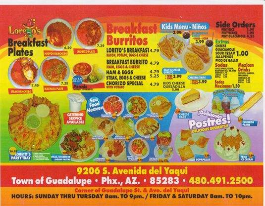 Loreto's Mexican Food - Scottsdale, AZ menu_pic
