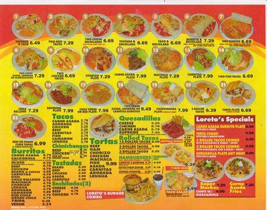 Loreto's Mexican Food - Scottsdale, AZ menu_pic