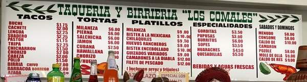 Los Comales - Durham, NC menu_pic