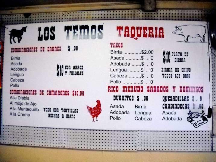 Los Temos Taqueria - Salem, OR menu_pic