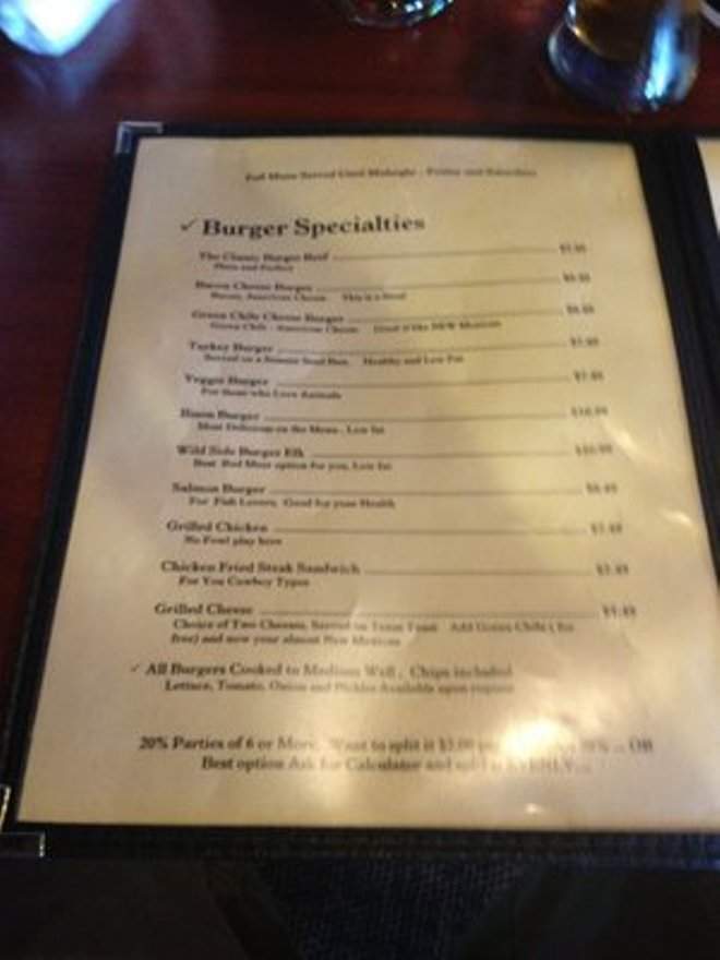 Lucky Shoe - Eagle Nest, NM menu_pic