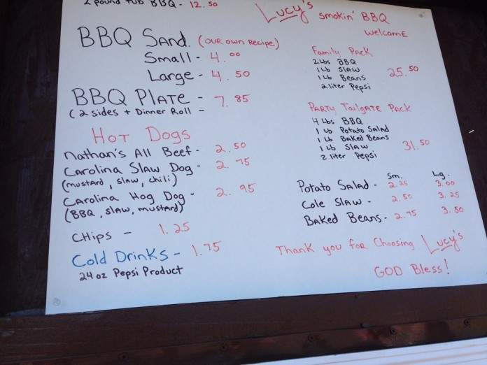Lucy's Smoking BBQ - Hampton, VA menu_pic