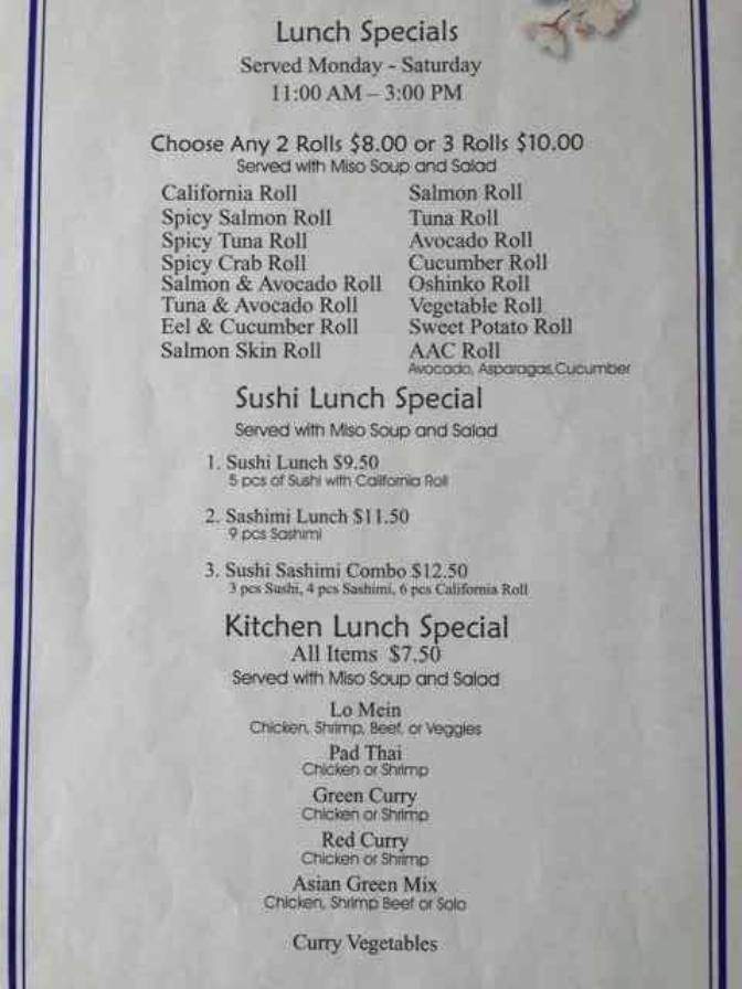 M Sushi House & Restaurant - Harrisburg, PA menu_pic