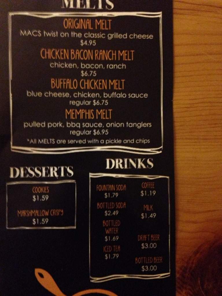 Macs - Wisconsin Dells, WI menu_pic