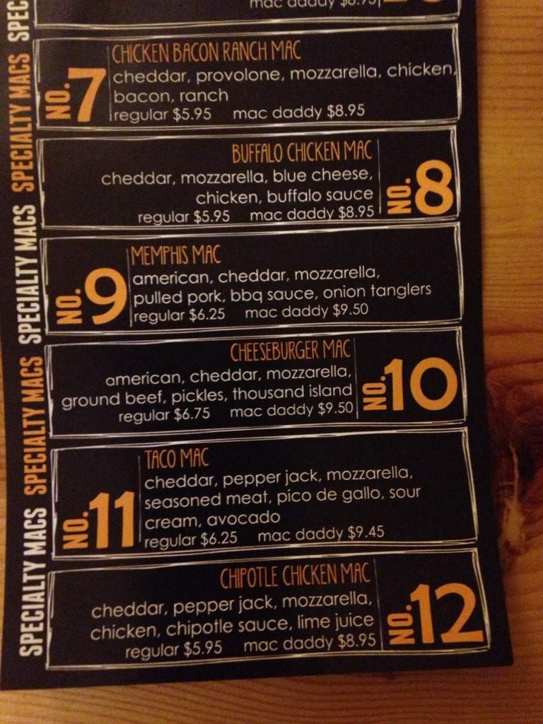 Macs - Wisconsin Dells, WI menu_pic