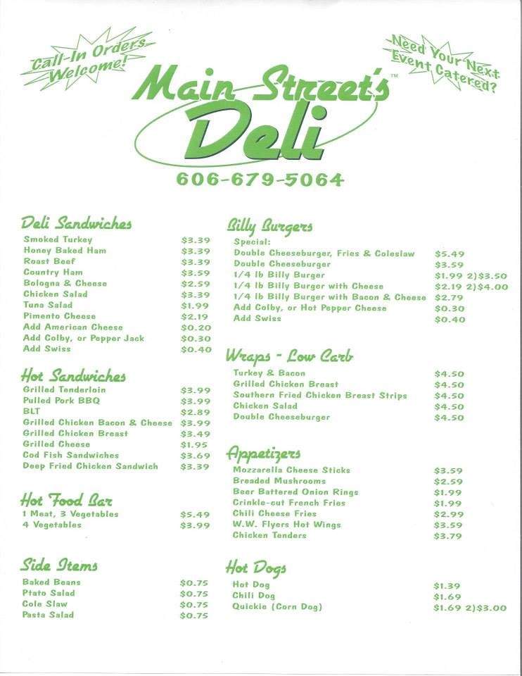 Main Street's Deli and Catering - Somerset, KY menu_pic