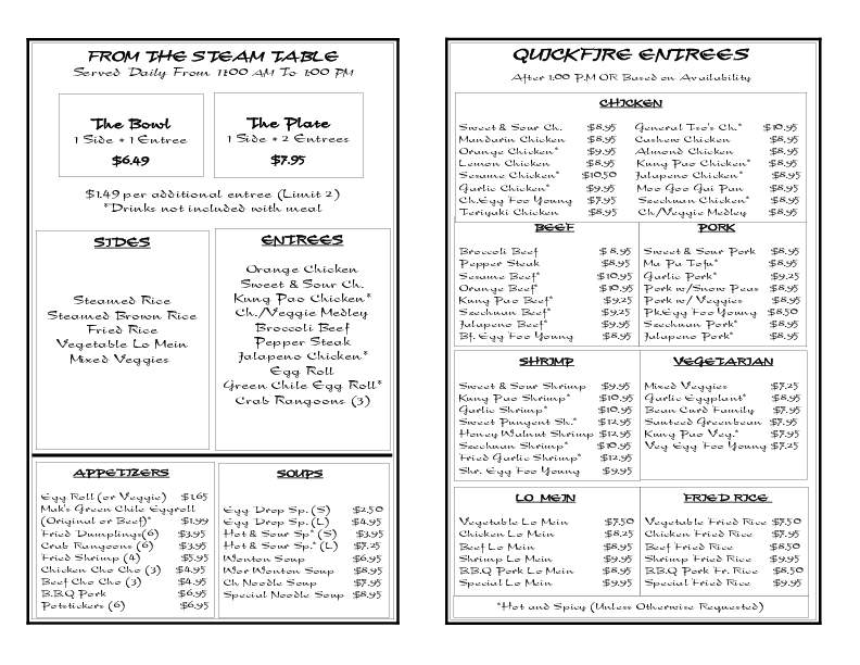 Mak's QuickFire Kitchen - Albuquerque, NM menu_pic