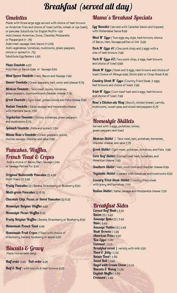 Mama Rosa's Family Restaurant - Michigan City, IN menu_pic