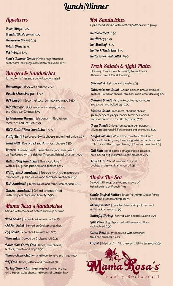 Mama Rosa's Family Restaurant - Michigan City, IN menu_pic