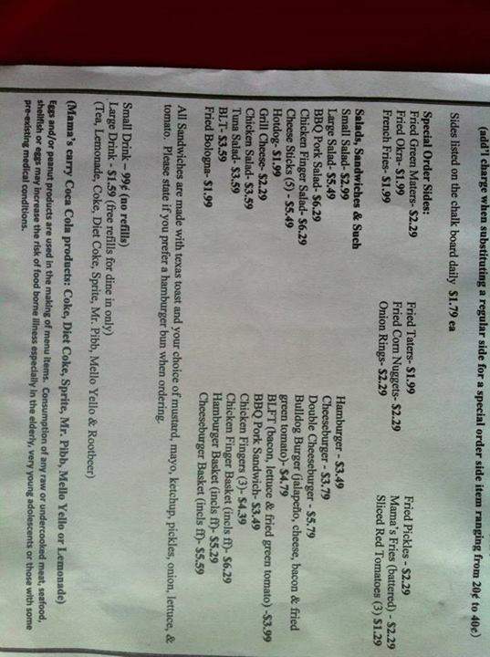 Mama's on the Square - Ashville, AL menu_pic