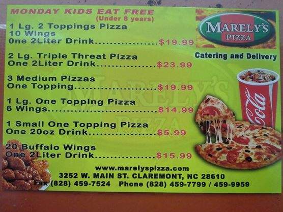Marely's Pizza - Claremont, NC menu_pic