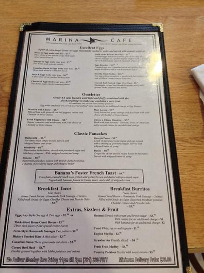 Marina Cafe - Clear Lake Shores, TX menu_pic