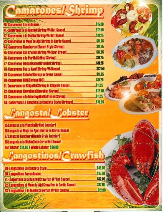 Mariscos la Conchita - Riverside, CA menu_pic