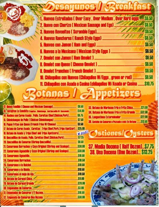 Mariscos la Conchita - Riverside, CA menu_pic