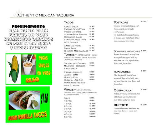 Martinez Tacos & Tortas - Carrollton, TX menu_pic
