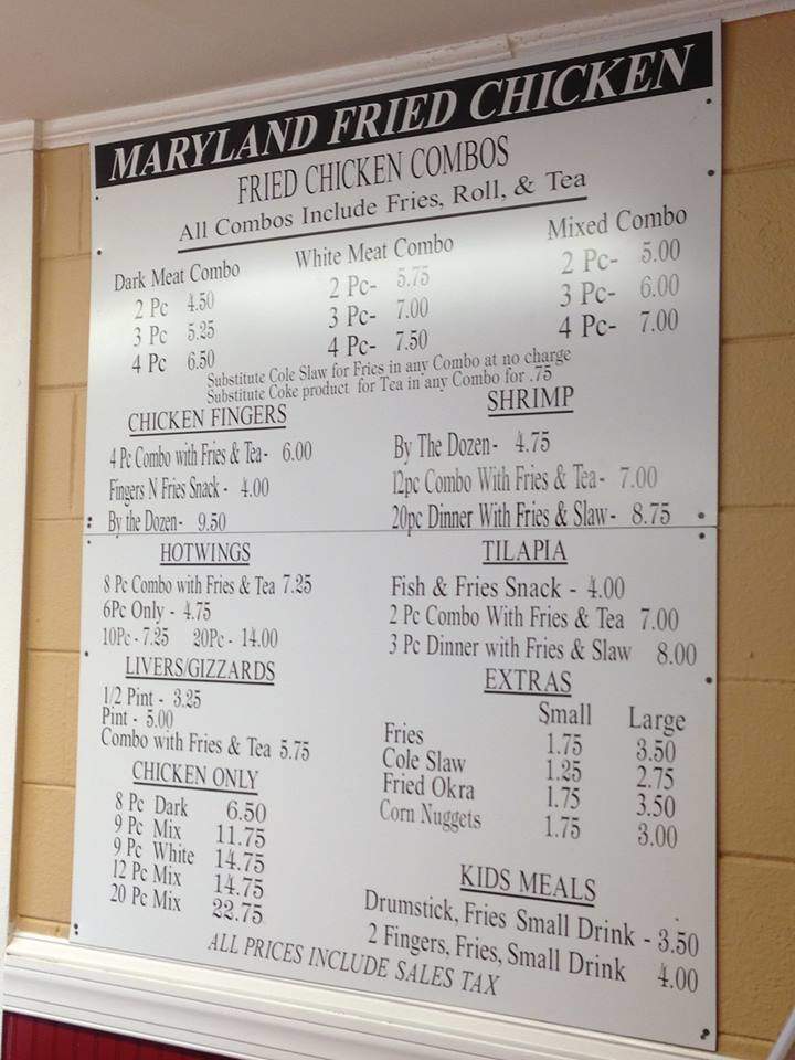 Maryland Fried Chicken - Cairo, GA menu_pic
