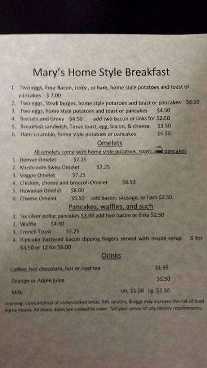 Mary's Burger & A Shake - Longview, WA menu_pic