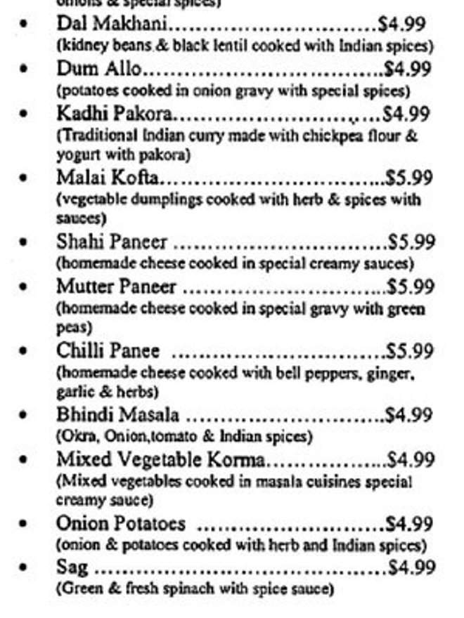 Masala Cuisine - Oakland, CA menu_pic