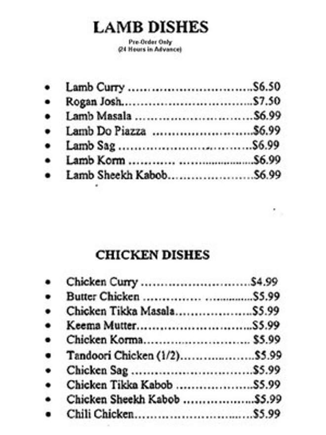 Masala Cuisine - Oakland, CA menu_pic