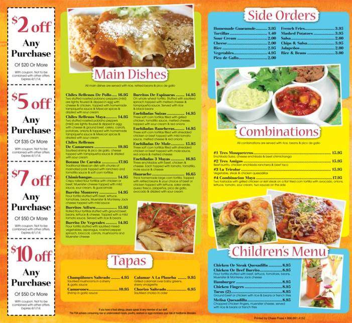 Maya Riviera Bar & Restaurant - Briarcliff Manor, NY menu_pic