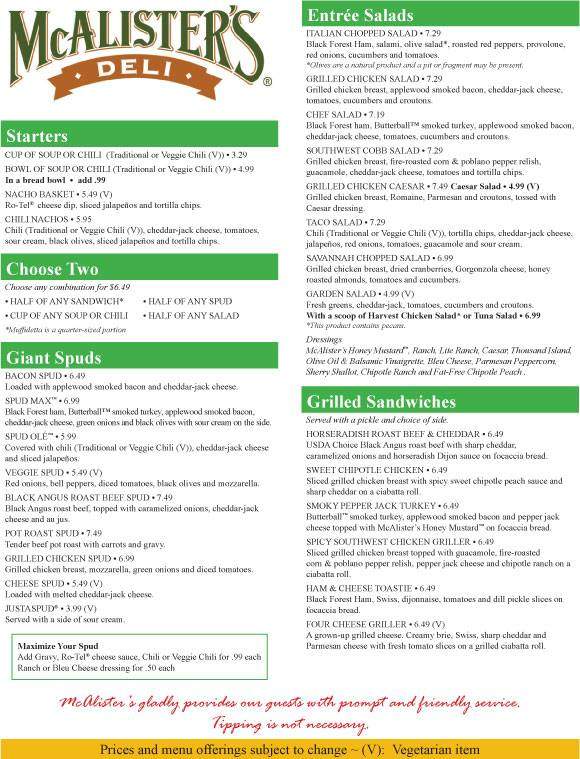 McAlister's Select - Boone, NC menu_pic