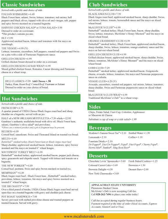 McAlister's Select - Boone, NC menu_pic