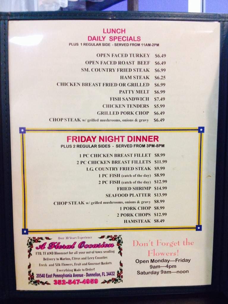 Melanies - Williston, FL menu_pic