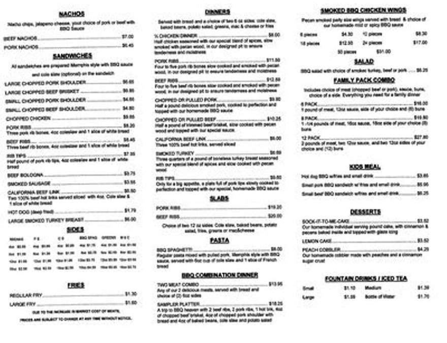 Bar-B-Que - Memphis, TN menu_pic