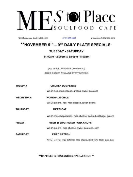 MEs Place Soul Food Cafe - Joplin, MO menu_pic