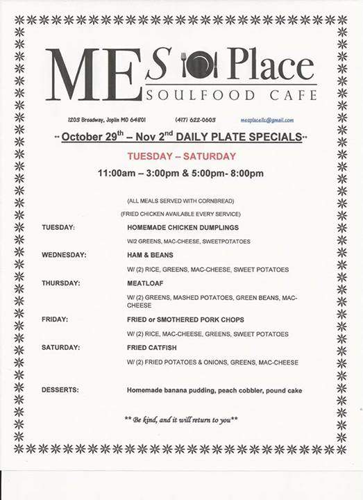 MEs Place Soul Food Cafe - Joplin, MO menu_pic