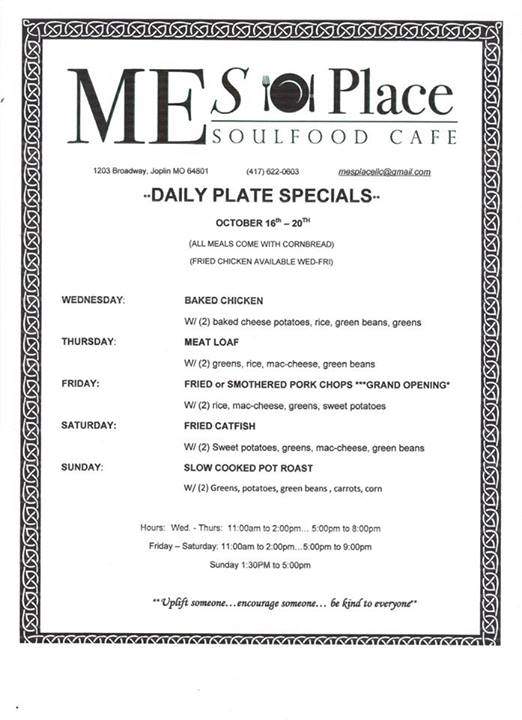 MEs Place Soul Food Cafe - Joplin, MO menu_pic