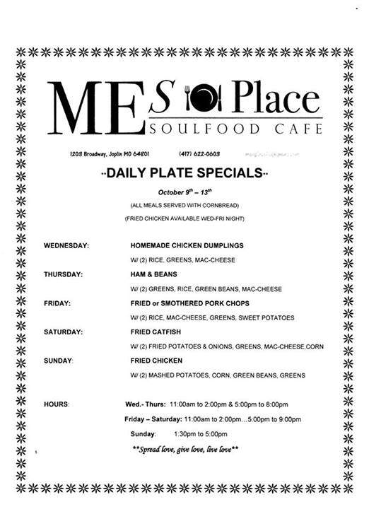 MEs Place Soul Food Cafe - Joplin, MO menu_pic