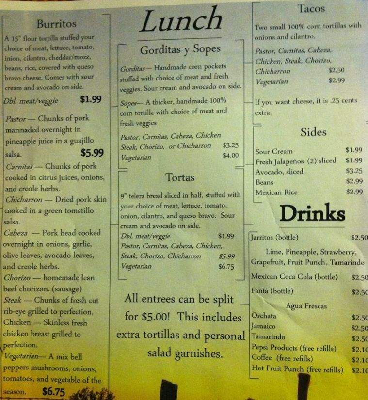 Mi Ranchito - Dubuque, IA menu_pic