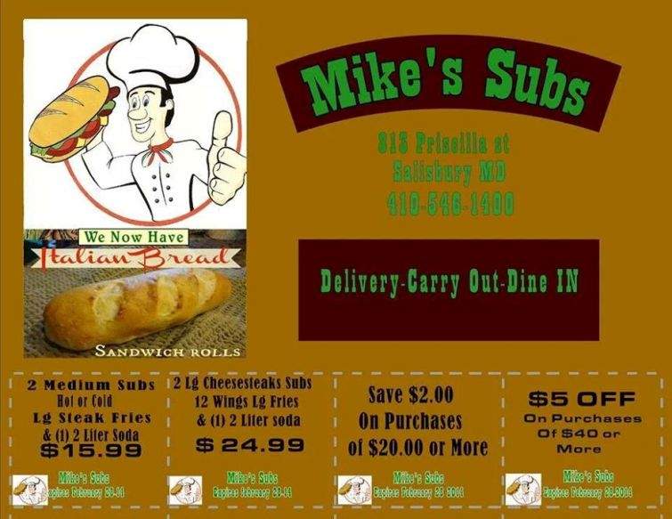 Mike's Subs & Italian Restaurant - Salisbury, MD menu_pic