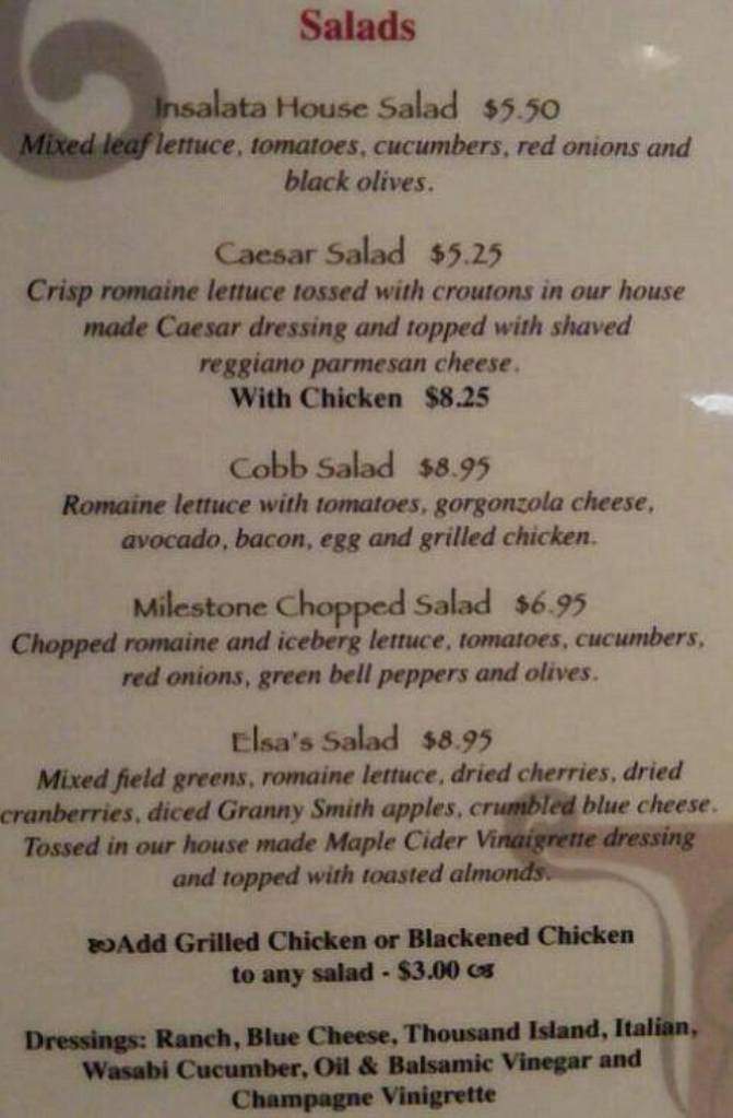 Milestone Restaurant - Bristol, CT menu_pic