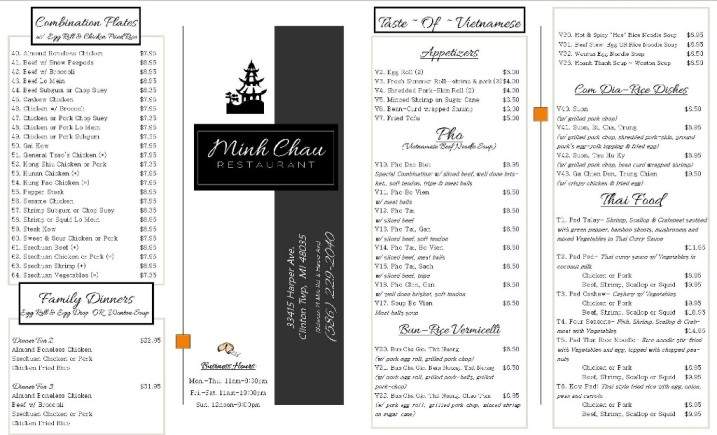 Minh Chau Restaurant - Clinton Township, MI menu_pic