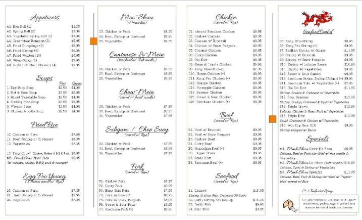 Minh Chau Restaurant - Clinton Township, MI menu_pic