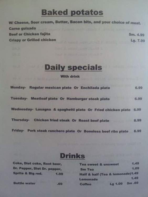 Mirta's Diner - Charlotte, TX menu_pic