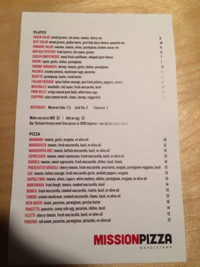 Mission Pizza Napoletana - Winston Salem, NC menu_pic