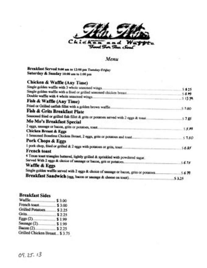 Mo Mo's - Houston, TX menu_pic