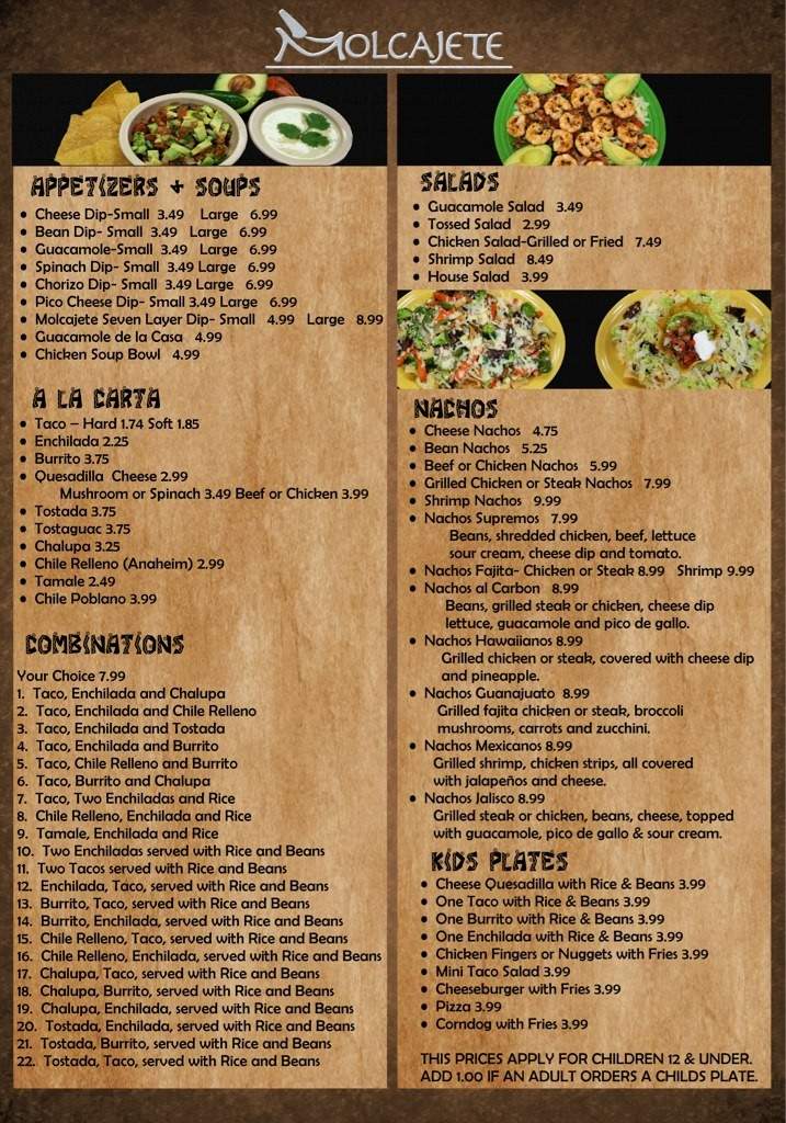 Molcajete Mexican Restaurant - Chattanooga, TN menu_pic
