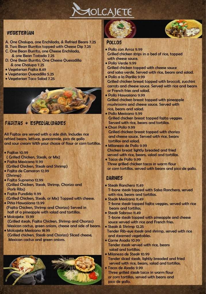 Molcajete Mexican Restaurant - Chattanooga, TN menu_pic