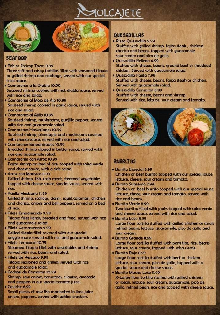 Molcajete Mexican Restaurant - Chattanooga, TN menu_pic