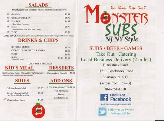 Monster Subs - Spartanburg, SC menu_pic